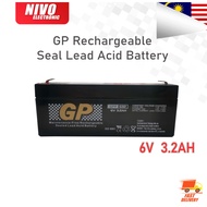 GP Rechargeable Battery DC6V 3.2AH Seal Lead Acid Rechargeable Battery FOR Electronic Items