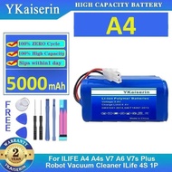 Premium Replacement 5000Mah For Ilife A4 A4s V7 A6 V7s Plus Robot Vacuum Cleaner 4S 1P Full Capacity