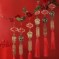 6-12Pcs 2025 Chinese New Year Snake Charms Lucky Dragon Charms with Feng Shui Coins Red Hanging Tass