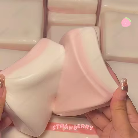 Squishy Double-Sided Sticky Rice Cake Pink Slow Rising Rice Cake Squishy Slow Rebound Cake Bread Str