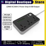 LDNIO Original SC3604 Power Strip 3 Universal Sockets  3 USB Ports  2m UK Plug