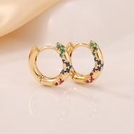 Inlaid Zircon Earrings Simple Glossy Diamond Earrings Temperament White Diamond Colorful Earrings