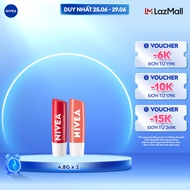 Son dưỡng ẩm Nivea sắc cam hương đào Peach Shine (4.8g) - 85031 + Son dưỡng ẩm Nivea sắc đỏ dâu tây
