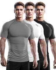 DRSKIN 3, 2 or 1 Pack Men's Compression Shirt Short Sleeve Top Baselayer Sports T-Shirt Athletic Run
