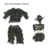 5pcs Kids Ghillie Suits Child Jungle Camouflage Tactical Army Suit Sniper Birdwatch Airsoft Military Special Suit Forces