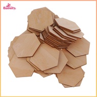 00/200 Pieces Charming Hexagon Shaped Wood Cut Wooden