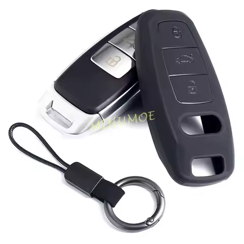 Matte Black Car Key Fob Cover Case Holder Keychain Ring For Audi A3 A6 C8 A7 A8 Q7 Q8 e-tron GT S3 S