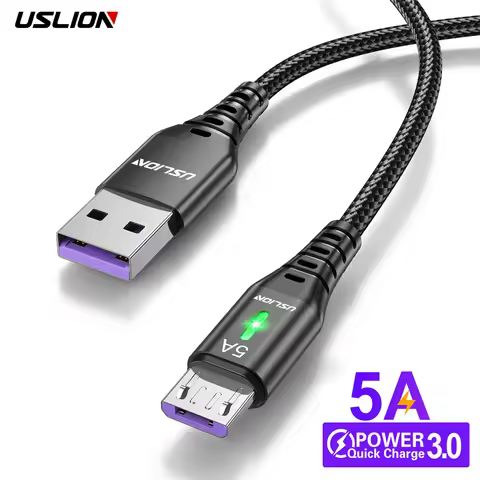 USLION 5A Micro USB Cable Fast Charging Mobile Phone Micro USB Wire cord For Xiaomi Android LED Ligh