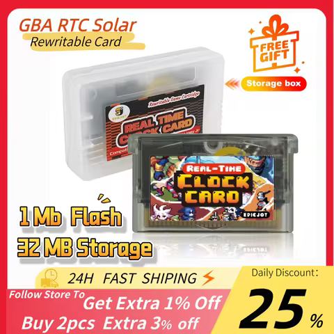 GBA RTC Solar Rewritable Cart 32MB Storage 1Mb Flash Functionality Compatible with GBA DS Series