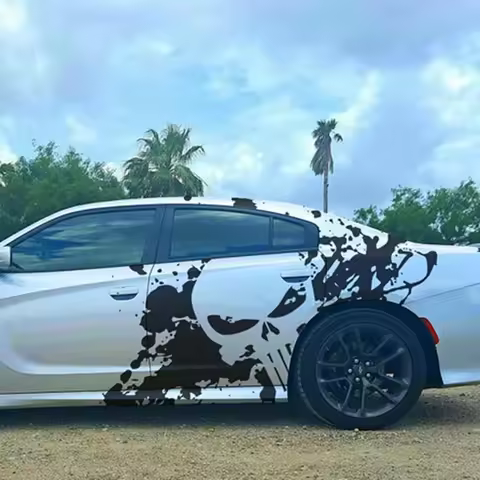 2pcs Charger Punisher Side Graphic Dodge Charger with Scatpack Hellcat Hood Car Decals Dodge Challen