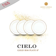 Dining Vaisselle - Cielo Lux Plate Gold Rim - จานพอร์ซเลนขอบทอง 8”และ10” (Pack 4 6 10 ชิ้น)