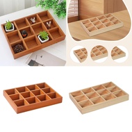 [bmcbftb] 12 Compartment Wooden Rectangular Jewelry Cosmetic Organizer Tray Sturdy Multifunctional S