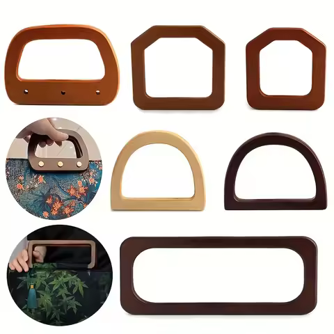 2PCS rectangular rounded corners, one-hole oak wallet handle, solid wood hexagonal D-shaped three-ho