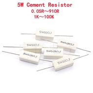10pcs 5W 5% Cement Resistor Power Resistance 0.1 ~ 10K 0.1R 0.5R 1R 10R 100R 0.22 0.33 0.5 1 2 5 8 1