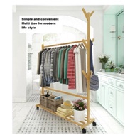 Modern Design Clothes Hanger Gantung Baju Rak Gantung Baju Kayu Beroda Rak Kasut Rak Gantung Topi Cl