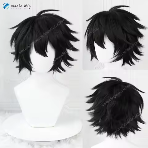 L Lawliet Wig Anime Cosplay 30cm Black L Wigs Heat Resistant Synthetic Hair Halloween Yagami Light M