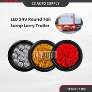 CS 1pc x Led Tail Lamp Light 24v Round 4 Inch Red White Yellow Lampu Belakang Lori
