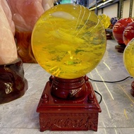 Obisidian Volcanic Stone Golden Ball Weighs 9.6kg Feng Shui Stone