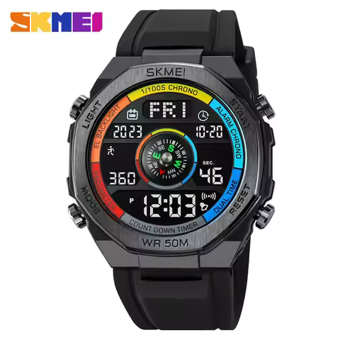 SKMEI Men Digital Watch Fashion Sport Electronic Watch For Men Man Compass Wristwatch Countdown Watc