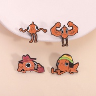 Le Poisson Steve Cartoon Brooch Cute Weird Little Guy Metal Badge Creative Fish Animal Pin Jewelry A