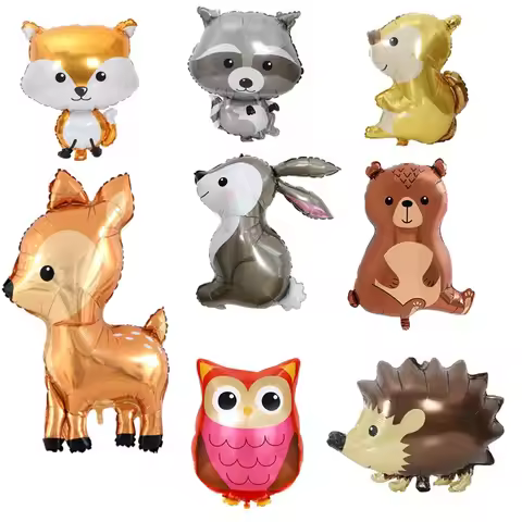 8pcs Forest Animals Foil Balloons, Deer Owl Raccoon Squirrel Balloon,Helium Balloons Animals, Thanks
