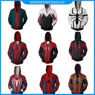 Spiderman Hoodie Miles Morales Jacket Zipper Sweatshirts Anime Hoodies Spider-Man Costume