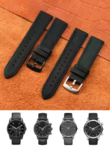 Genuine Leather Watchband for Armani Ar1692 1694 1732 1828 2075 Ax2098 Waterproof Sweat-Proof Soft C