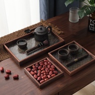 Retro Wooden Begonia Glass Walnut Snack Storage Box Rectangular Tea Tray Dried Fruit Snack Tray Tray