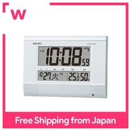 Seiko Clock White Pearl Body size 18.6 x 26.4 x 3.9 cm Wall clock Table clock Combined radio wave digital program function BC412W