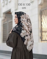 khimar segi empat voal motif bunga latefa / radystock / lasssrcut / jilbab syari ukuran 130x130