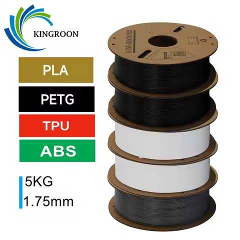 KINGROON 3D Printer Filament PLA PETG TPU ABS 5KG Bundle Black White Gray 1.75mm No bubbles Plastic 