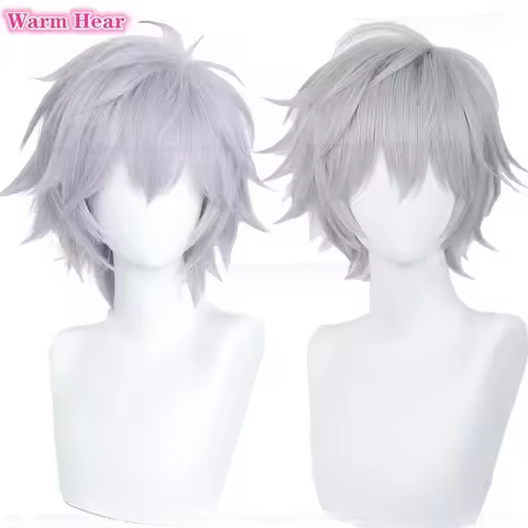 20262026 122026 11Kaworu Synthetic EVA Purple Gray/Silver Grey Kaworu Nagisa Cosplay Anime Wig Heat 