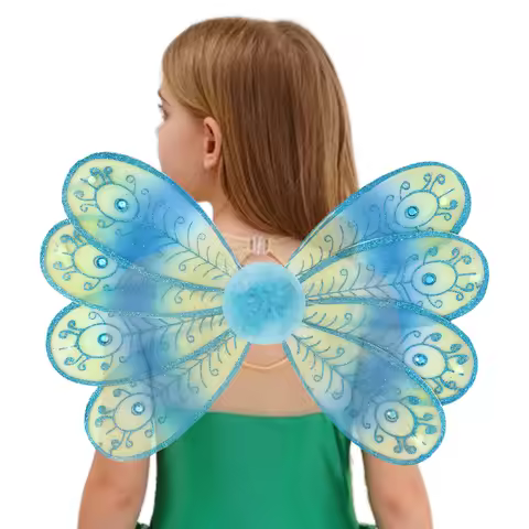 Peacock Fairy Wings Costume with Elastic Band Women Girls Sparkle Princess Angel Wing Halloween Part