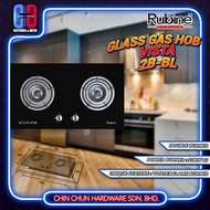 RUBINE GLASS GAS HOB RGH-VISTA-2B-BL | STAINLESS STEEL HOB | TWO BURNER HOB | THREE BURNER HOB | TEMPERED GLASS HOB