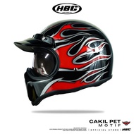 Best Seller HBC Cakil Pet Inner Visor FLAME Retro Full Face Helmet SNI