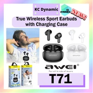 Awei T71 True Wireless Sports Earbuds with Charging Case TWS Bluetooth Earbuds Sport Wireless Earbuds IPX4 Smart Touch