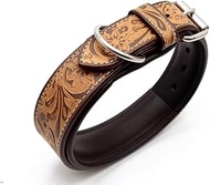 Leather Dog Collar in Western Design, Handmade, Trendy, Robust, Wide (XS 9-11 Inches)