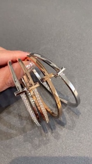 Tiffany 蒂芙尼 T1 窄款 半磚玫瑰金 白金手鐲