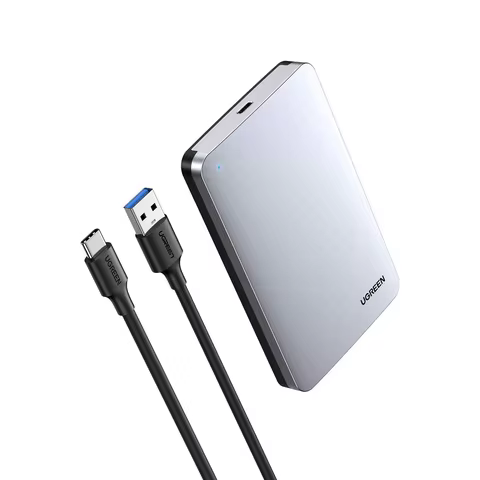 UGREEN 2.5 Inch Hard Drive Enclosure, USB C 3.1 Gen2 External SATA Disk Caddy Reader, 6 Gbps, Thunde