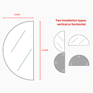 XMM【Ready Stock】Half Round Mirror/Half Moon Mirror (Normal) Frameless Wall Mirror / Cermin Dinding C