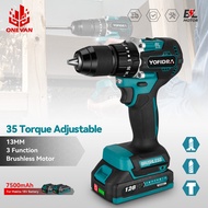 13mm Brushless Electric Drill 35+3 Torque Cordless Electric Screwdriver Rechargeable Home DIY Power Tool For Makita 18V Battery