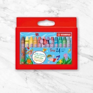 【stabilo】三角筆身油性粉蠟筆24色紙盒(原廠正貨)