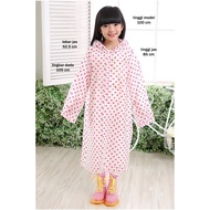 MUSHASI Jas Hujan Anak Motif Polkadot Poncho Kancing Terusan Unisex