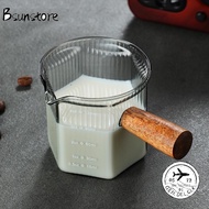 BSUNS Milk Cup, Glass Gray Espresso Cup, Easy to Clean Vertical Grain Multipurpose High Quality Measuring Cup Milk Espresso Shot