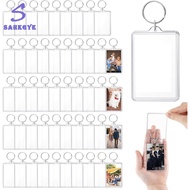 greatbuy666-50 Pcs Acrylic Photo Keychain Bulk Clear Photo Keyrings for Photo Paper 2x3 Inch DIY Cus