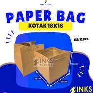 18x18 SQUARE PAPER BAG PLAIN BROWN KRAFT PAPERBAG