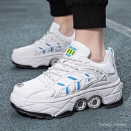 Unisex Roller Skates Large Four-Wheel Retractable Detachable Brake Deformation Shoes Comfort Lace Up