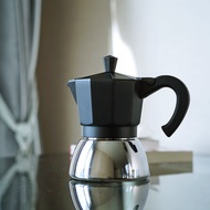 สีดำ 150 ml. เครื่องชงกาแฟ  กาต้มกาแฟ มอคค่าพอท ฐานสแตนเลส Stainless Moka Pot Espresso ใช้ได้กับเตาแก๊ส, เตาไฟฟ้า และเตาแม่เหล็กไฟฟ้า