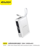 Awei P87K 10000mAh 30W PowerBank Built-In Cable Power Bank Mini Powerbank Portable 30W Fast Charging