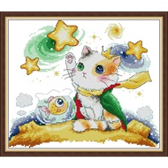 Joy Sunday Stamped Cross Stitch Ktis Little Prince Kittens DMC Threads Chinese Cross Stitch Set DIY Needlework Embroidery Kit